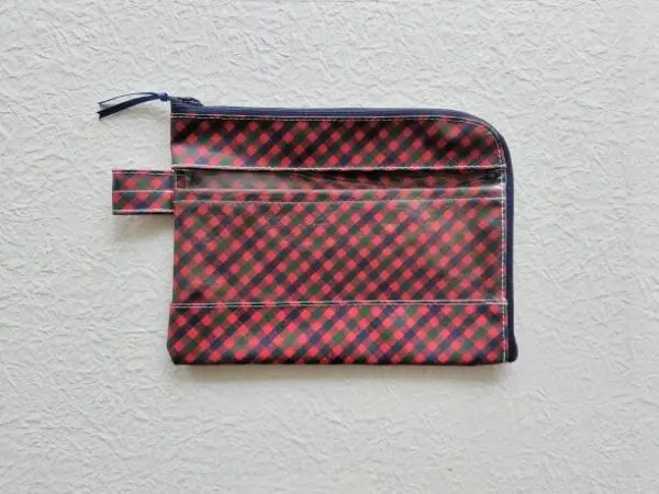 F×f 仕切付きA6 L字ファスナー クリアポーチ ファミリアチェック