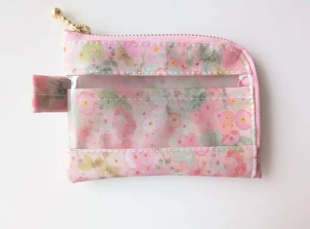 仕切り付きA7 L字ファスナークリアポーチ ホリーホックス