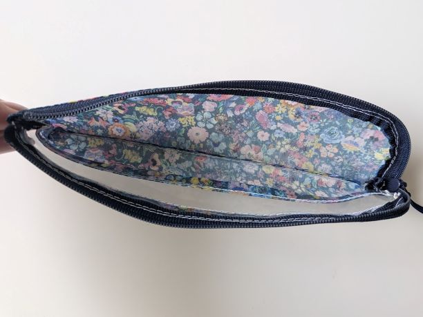 ペンケース細身 歯ブラシケース L字ファスナー クリアポーチ クラシックガーデン リバティ ラミネート ♡リバティで最も有名で愛されている定番柄の見事な饗宴です - 画像 (6)