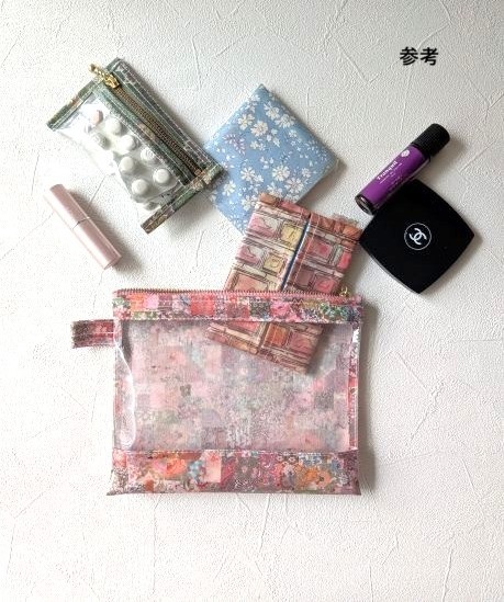 仕切りつきM-3 18.5×15 クリアポーチ ストロベリーシーフ リバティ ラミネート ♡ウィリアムモリス柄 - 画像 (6)