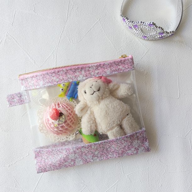 仕切りつきM-3 18.5×15 クリアポーチ ストロベリーシーフ リバティ ラミネート ♡ウィリアムモリス柄 - 画像 (10)