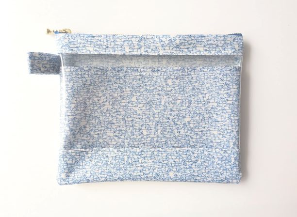 仕切りつきM-3　18.5×15　クリアポーチ　ラッシュアワー　リバティ　ラミネート　♡「カーズ」にインスパイアされたデザイン