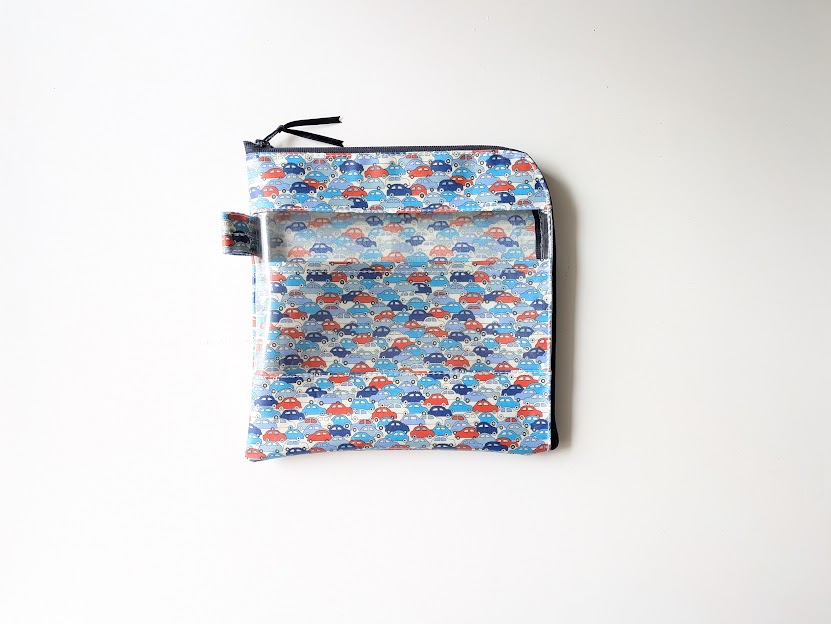 ★アウトレット★ 折り紙ポーチ L字ファスナークリアポーチ カーズ リバティ ラミネート - 画像 (2)