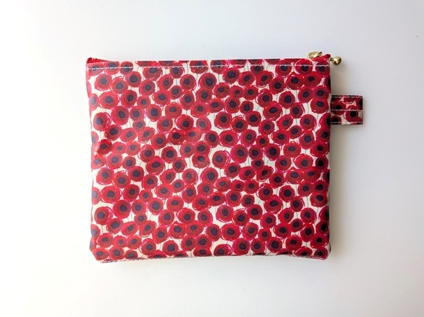 仕切り付きS-3 16.5×14 クリアポーチ ザンジーサンビーム リバティ ラミネート ♡鮮やかなフラワーが美しいデザイン - 画像 (2)