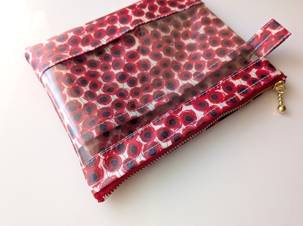 仕切り付きS-3 16.5×14 クリアポーチ ザンジーサンビーム リバティ ラミネート ♡鮮やかなフラワーが美しいデザイン - 画像 (4)